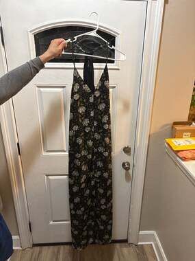 Smell The Roses Black Floral Slip Maxi Dress with Racerback